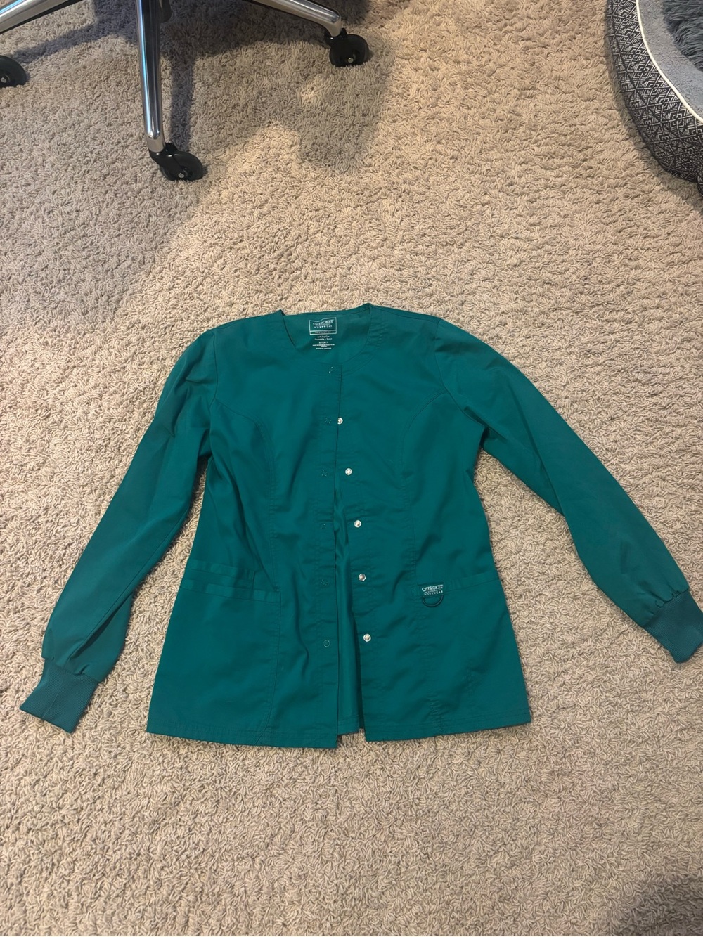 Cherokee Hunter Green Snap-Front Medical Scrub Jacket